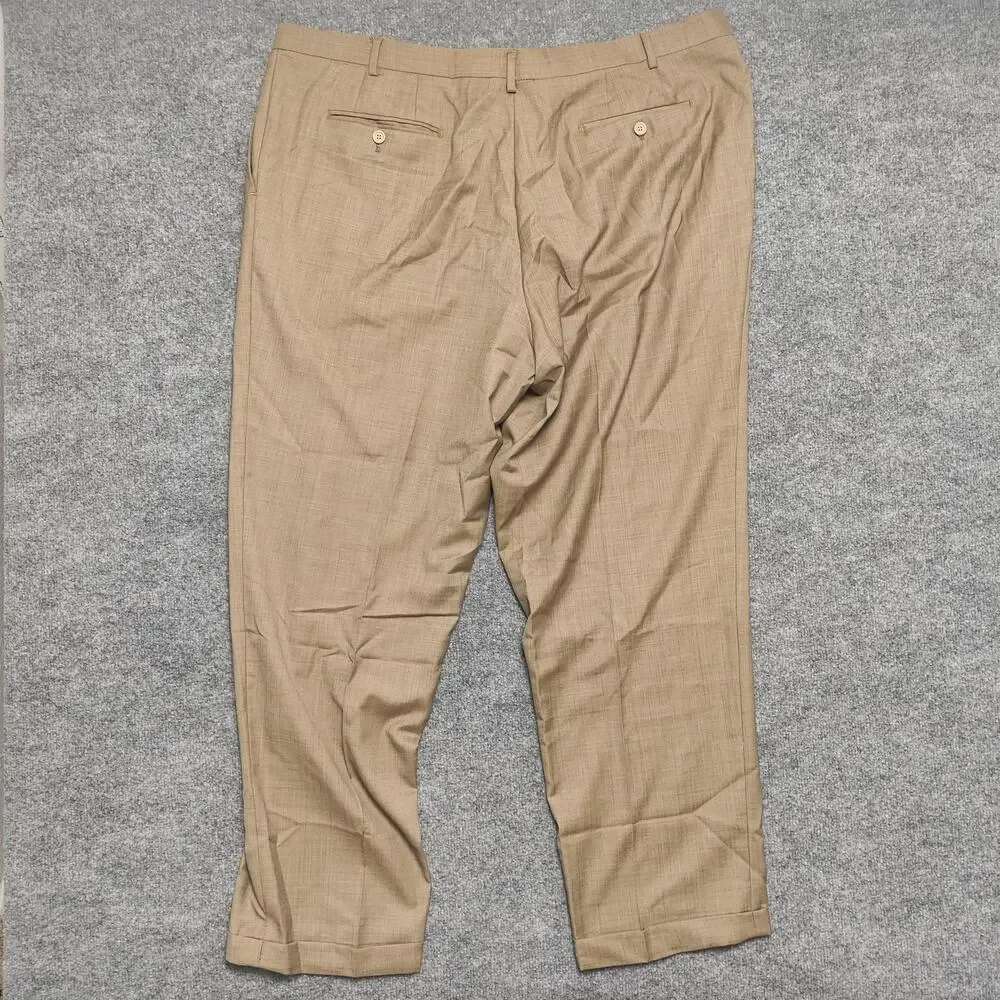 Bresciani Dress Pants Mens 42x29 Beige Wool Super 150's Lined Italy Classic Fit